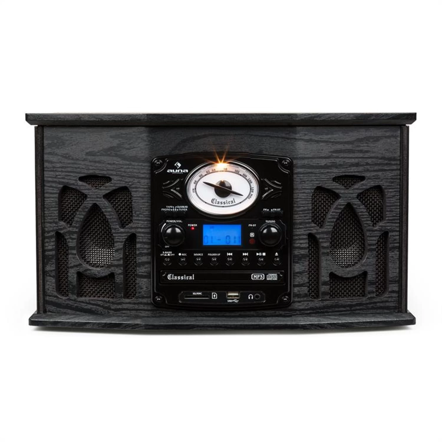 NR-620 Stereoanlage Plattenspieler MP3-Aufnahme Holzgehäuse Schwarz 3 NR-620 Stereoanlage Plattenspieler MP3-Aufnahme Holzgehäuse Schwarz – Bild 3