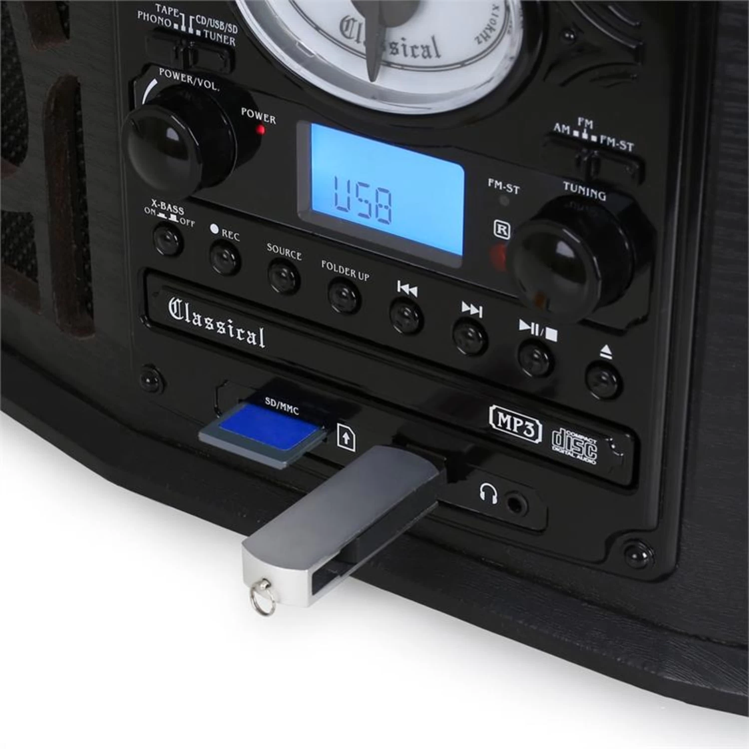 NR-620 Stereoanlage Plattenspieler MP3-Aufnahme Holzgehäuse Schwarz 5 NR-620 Stereoanlage Plattenspieler MP3-Aufnahme Holzgehäuse Schwarz – Bild 5