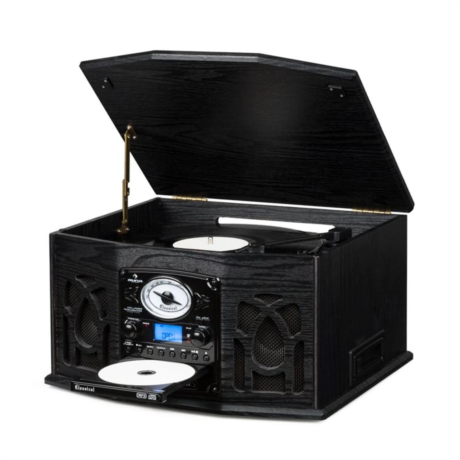 NR-620 Stereoanlage Plattenspieler MP3-Aufnahme Holzgehäuse Schwarz 8 NR-620 Stereoanlage Plattenspieler MP3-Aufnahme Holzgehäuse Schwarz – Bild 8