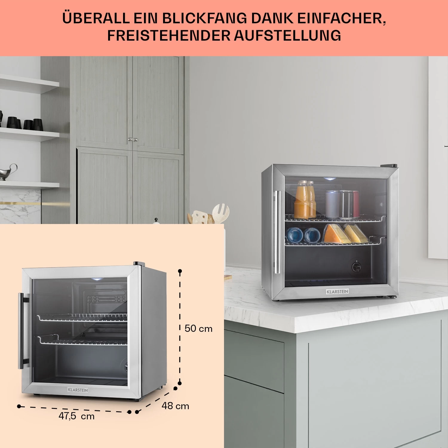 Beersafe L Kühlschrank 47 Liter 2 Böden Panoramaglastür Edelstahl 6 Beersafe L Kühlschrank 47 Liter 2 Böden Panoramaglastür Edelstahl – Bild 6
