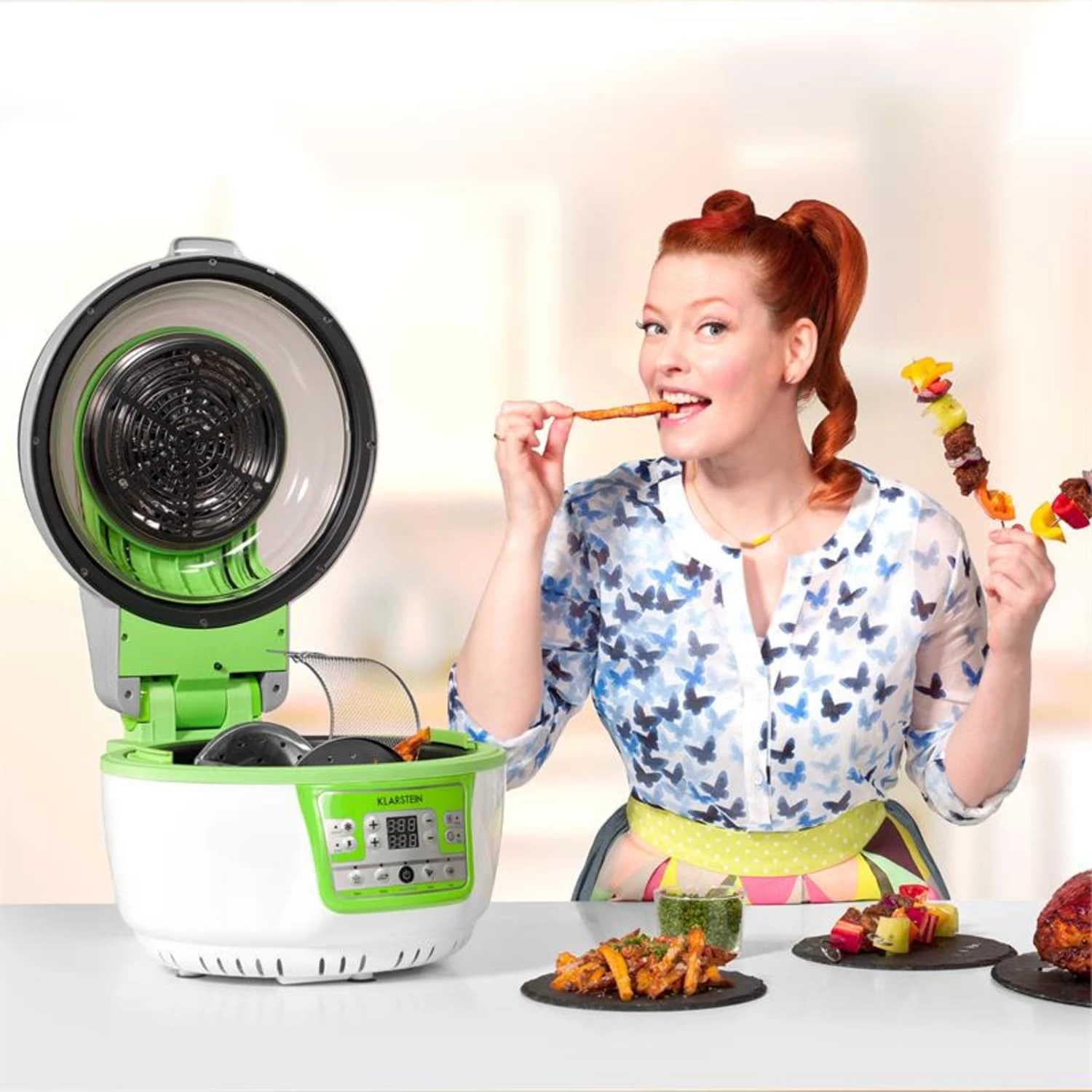 VitAir Turbo Heißluftfritteuse Grün-weiß 1400W Grillen Backen 9l 3 VitAir Turbo Heißluftfritteuse Grün-weiß 1400W Grillen Backen 9l – Bild 3