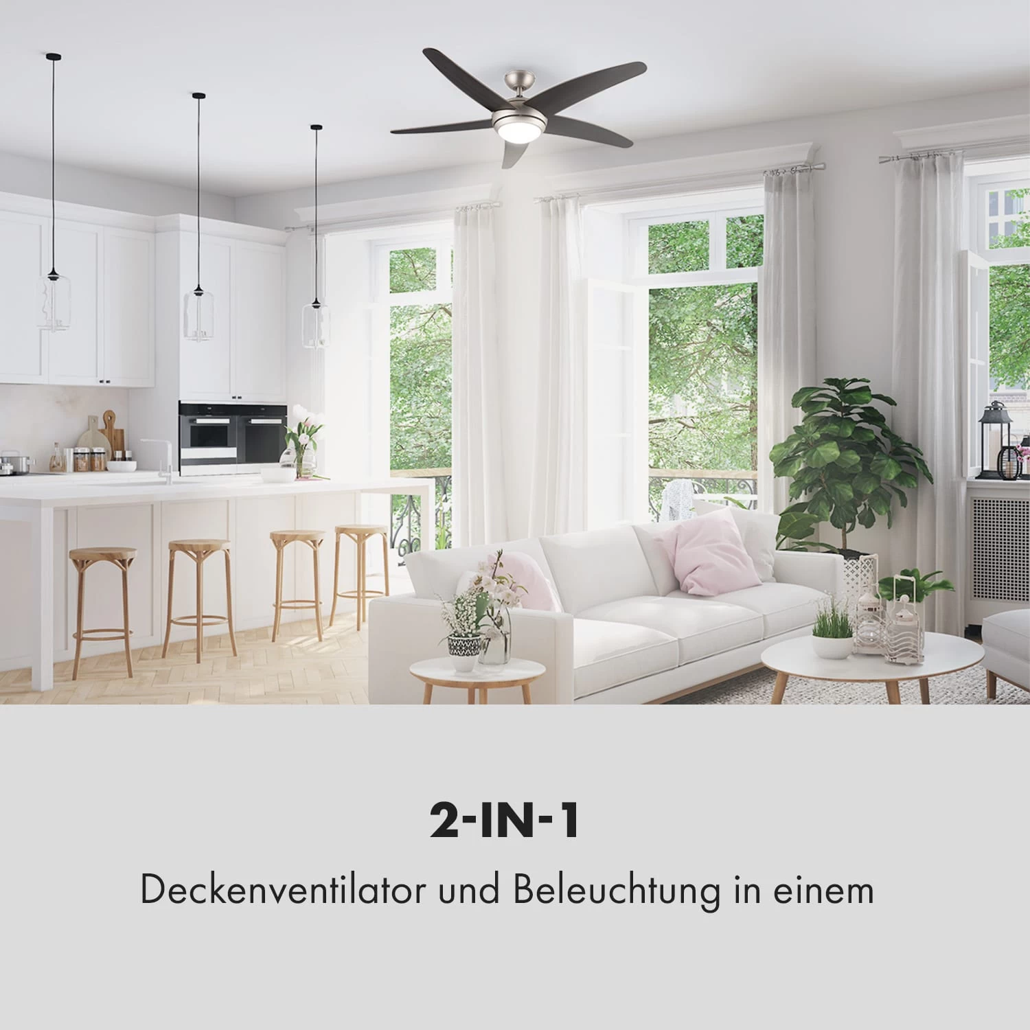 Bolero 2-in-1-Deckenventilator Leuchte 55W 10212 M³/h Fernbedienung 2 Bolero 2-in-1-Deckenventilator Leuchte 55W 10212 M³/h Fernbedienung – Bild 2