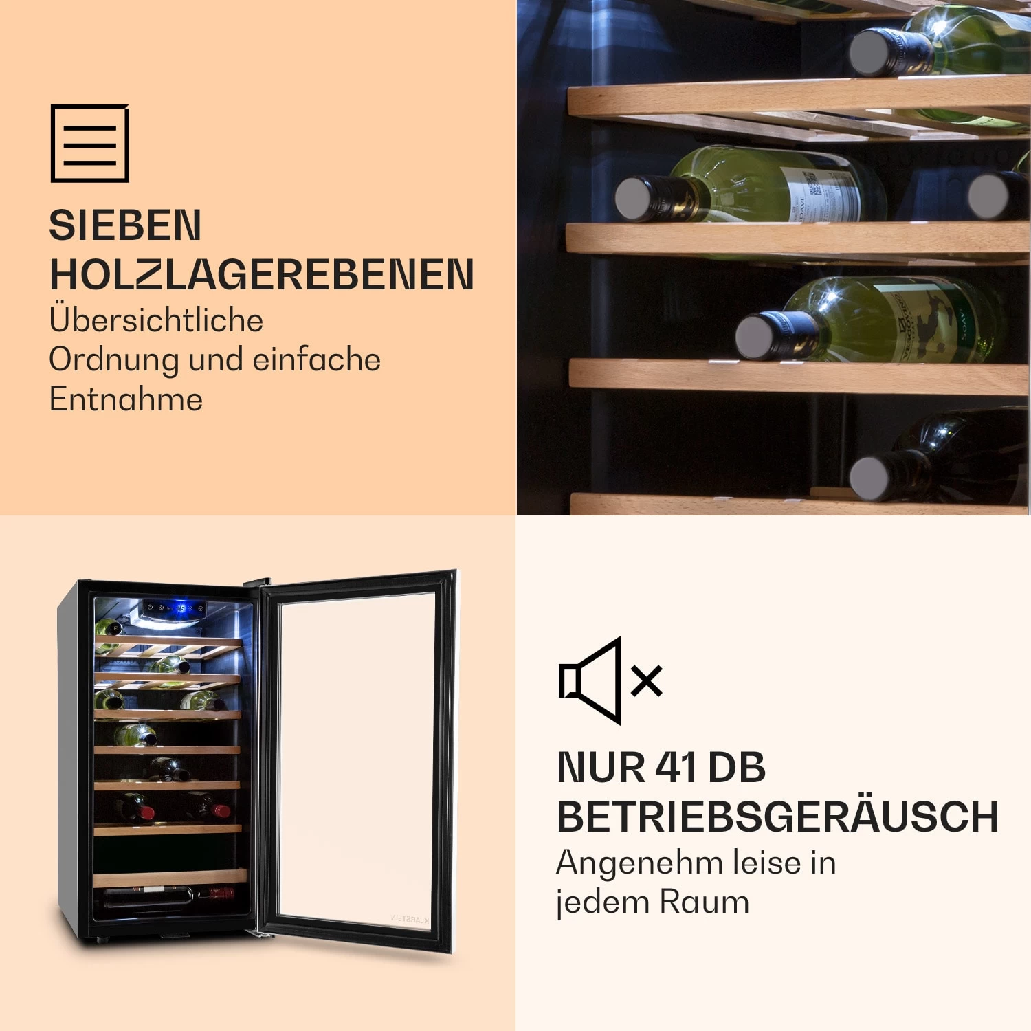 Vinamour 26 Uno Weinkühlschrank 26 Flaschen 88 Liter Edelstahl LED 5 Vinamour 26 Uno Weinkühlschrank 26 Flaschen 88 Liter Edelstahl LED – Bild 5