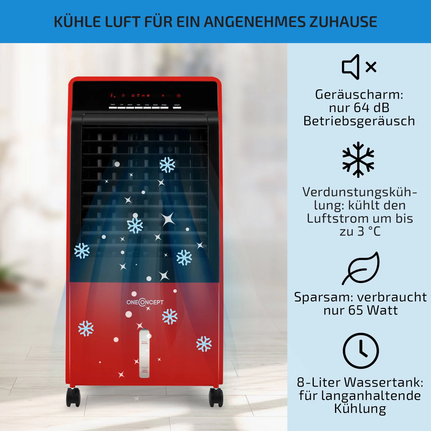 CTR-1 4-in-1 Luftkühler 360 M³/h 65 W 8 Ltr Fernbedienung Mobil 2 CTR-1 4-in-1 Luftkühler 360 M³/h 65 W 8 Ltr Fernbedienung Mobil – Bild 2
