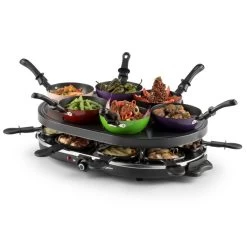 Woklette Tischgrill Raclette Wokset 1200 W 8 Personen Antihaft -Küchengeräte Verkäufe 10030539 yy 0005 front oneConcept Woklette Tischgrill Raclette Wok 1200W