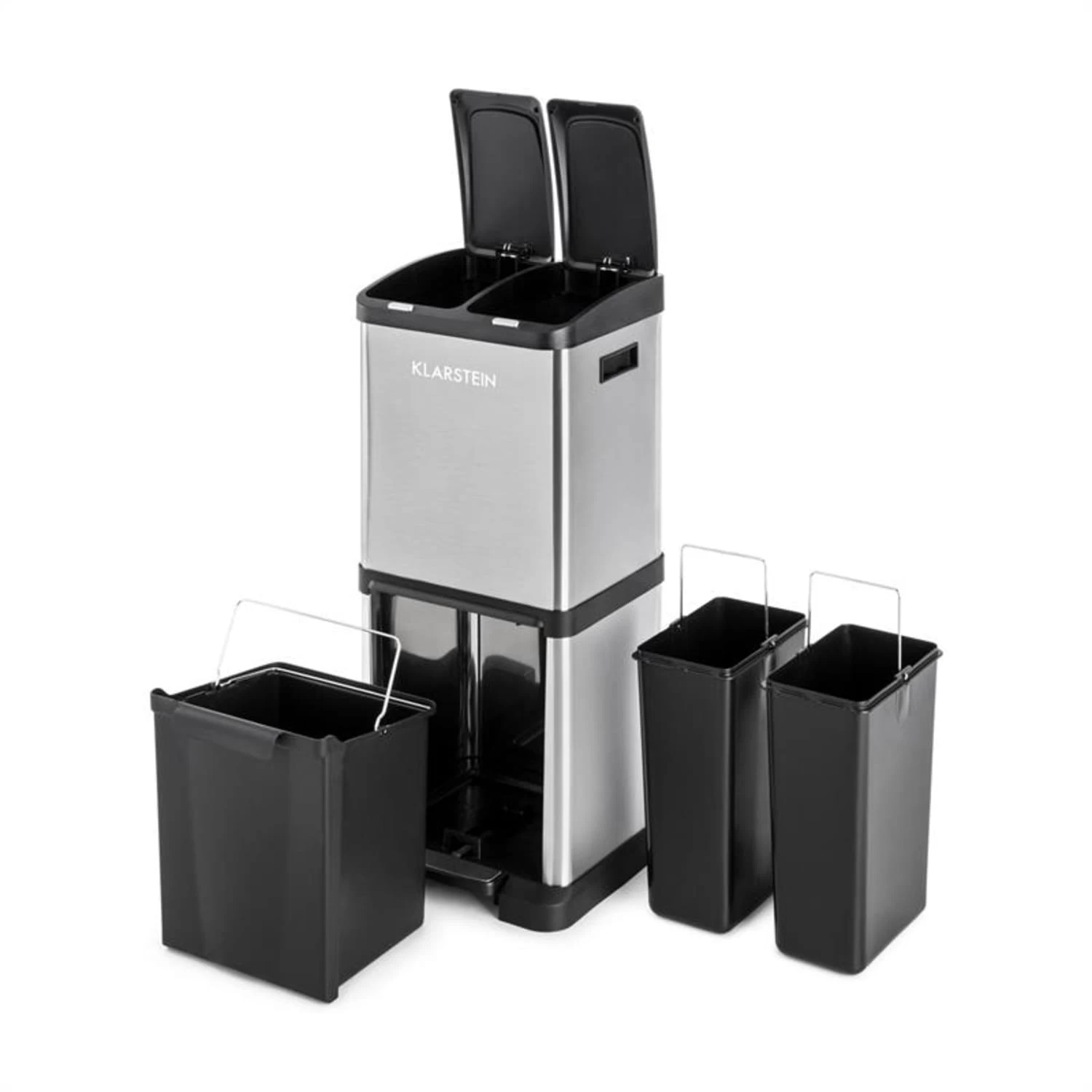 Ökosystem² Mülleimer Mülltrenner 30L (1 X15L, 2x7,5 L) PE Edelstahl 6 Ökosystem² Mülleimer Mülltrenner 30L (1 X15L, 2x7,5 L) PE Edelstahl – Bild 6