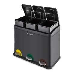 Ökosystem Mülleimer Treteimer Mülltrenner 45L (3x15 L) Schwarz -Küchengeräte Verkäufe 10031327 yy 0004 front Klarstein oekosystem Muelleimer Muelltrenner schwarz