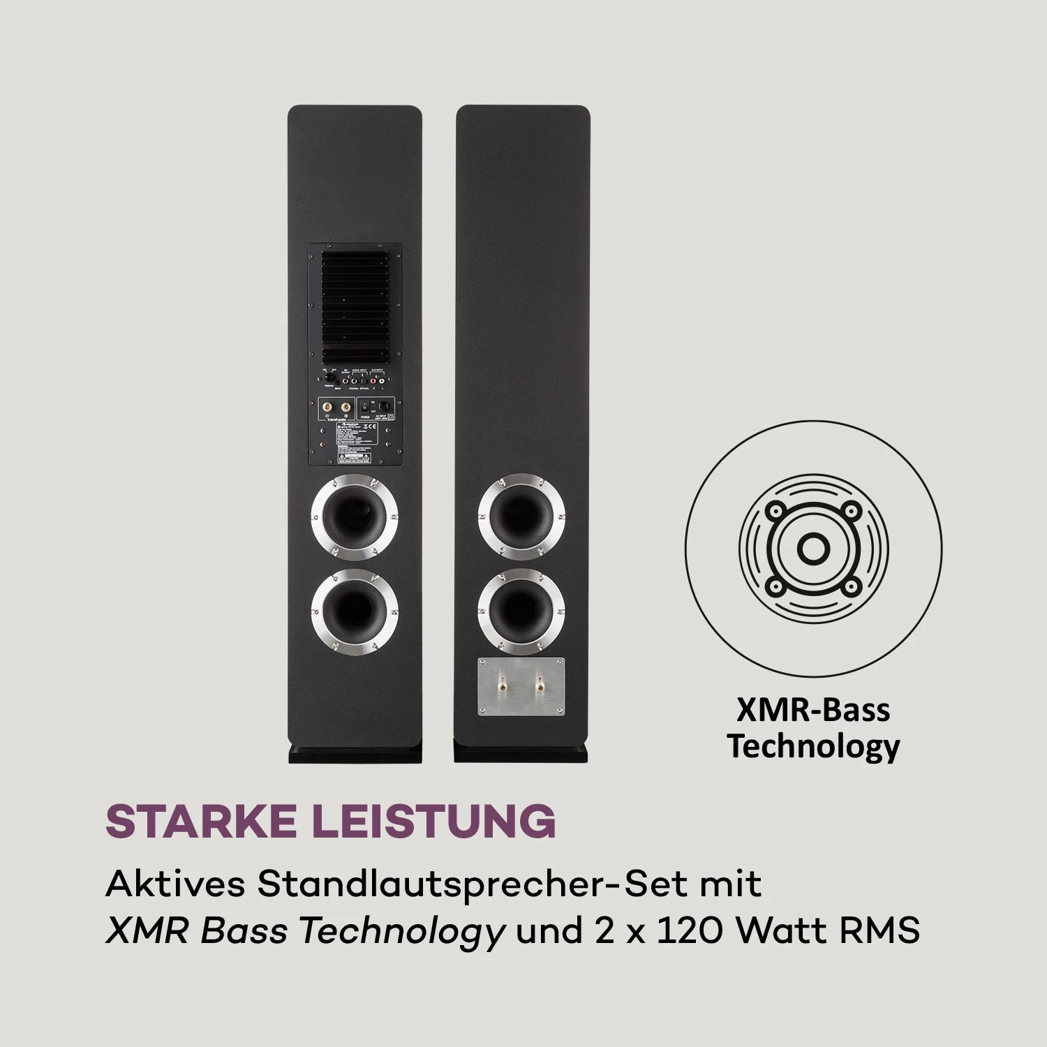 Line 700 A Standlautsprecher-Set Aktiv 240 W RMS BT Schwarz 3 Line 700 A Standlautsprecher-Set Aktiv 240 W RMS BT Schwarz – Bild 3