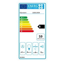 Aurica 60 Dunstabzugshaube 60cm 600 M³/h LED Touch Glas -Küchengeräte Verkäufe 10031904 energy label