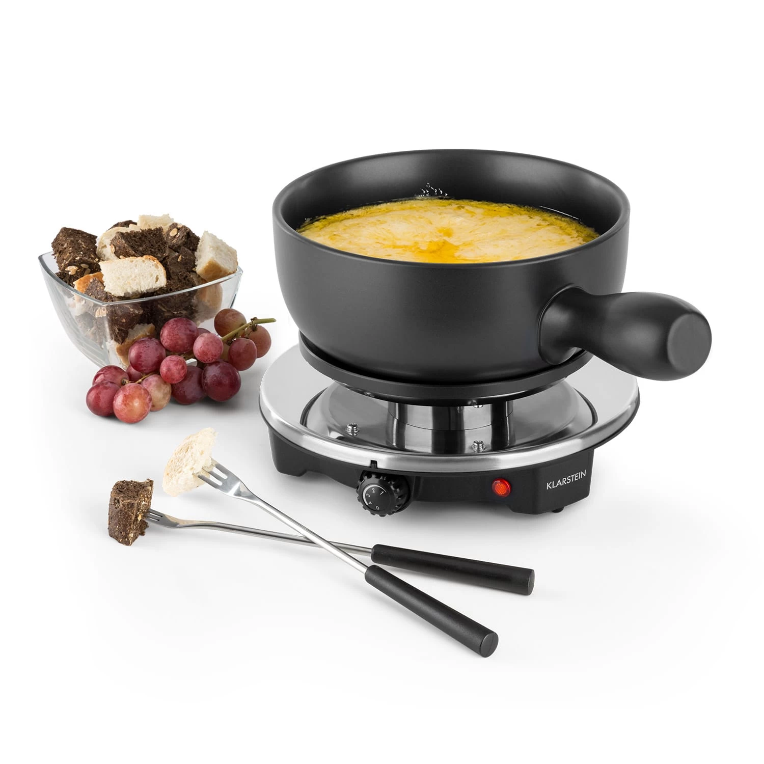 Sirloin Fondue-Set Raclette 1200 Watt Keramiktopf Edelstahlgabeln