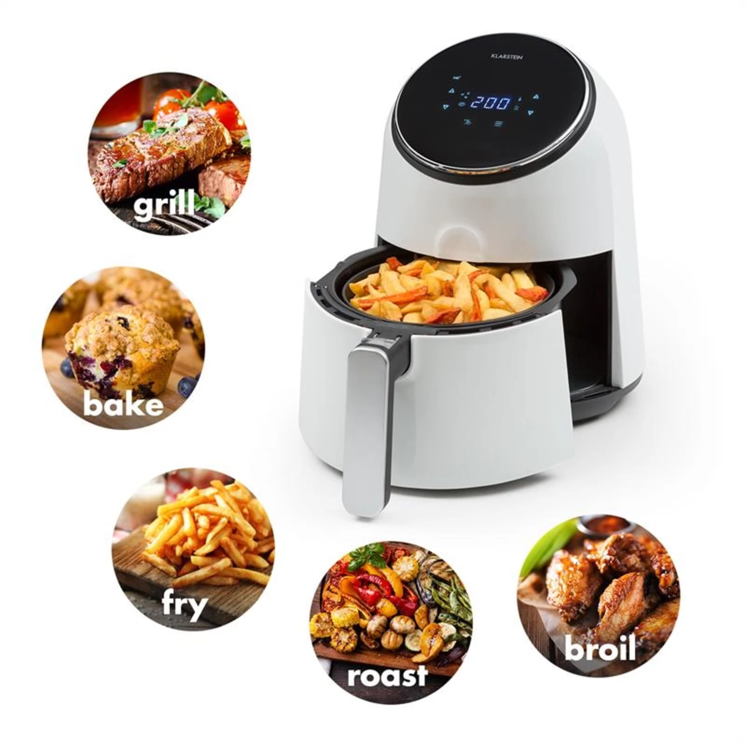 AirVital Heißluftfritteuse 1300W 2,5l CeraPlus-Antihaft Touch Weiß 3 AirVital Heißluftfritteuse 1300W 2,5l CeraPlus-Antihaft Touch Weiß – Bild 3