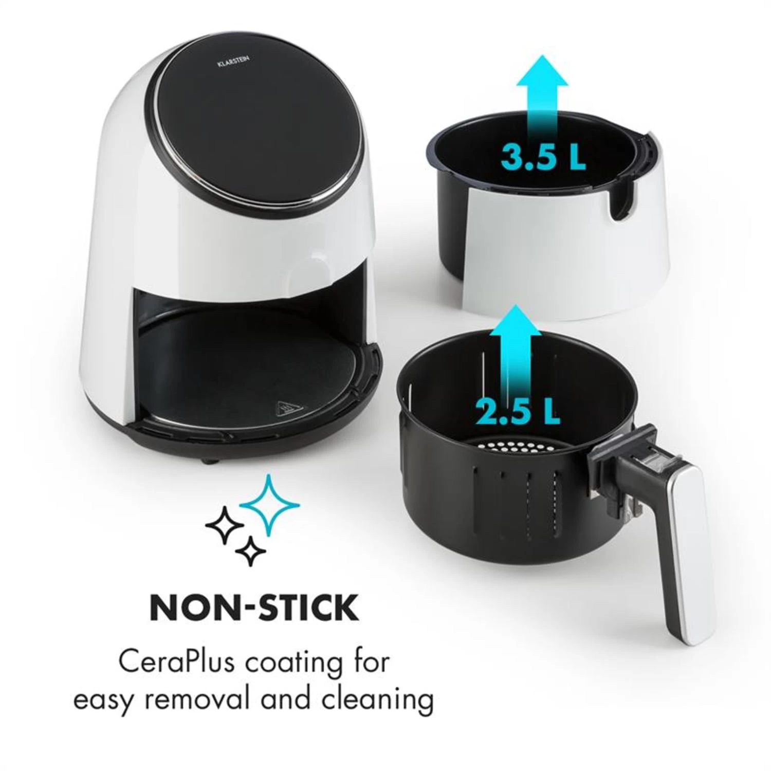 AirVital Heißluftfritteuse 1300W 2,5l CeraPlus-Antihaft Touch Weiß 6 AirVital Heißluftfritteuse 1300W 2,5l CeraPlus-Antihaft Touch Weiß – Bild 6