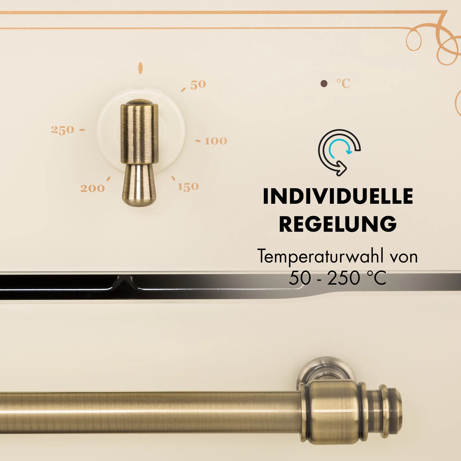 Victoria Einbaubackofen Retro-Design 9 Funktionen 50-250°C Elfenbein 5 Victoria Einbaubackofen Retro-Design 9 Funktionen 50-250°C Elfenbein – Bild 5