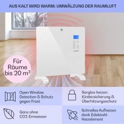 Norderney Konvektions-Heizgerät Thermostat Timer 1000W 20m² Weiß -Küchengeräte Verkäufe 10032788 de 0004 usp