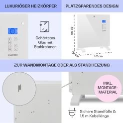 Norderney Konvektions-Heizgerät Thermostat Timer 1000W 20m² Weiß -Küchengeräte Verkäufe 10032788 de 0006 usp