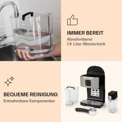 BellaVita Kaffeemaschine 3-in-1 1450 W 20 Bar Milchschäumer 9 BellaVita Kaffeemaschine 3-in-1 1450 W 20 Bar Milchschäumer -Küchengeräte Verkäufe 10032806 de 0004 logo