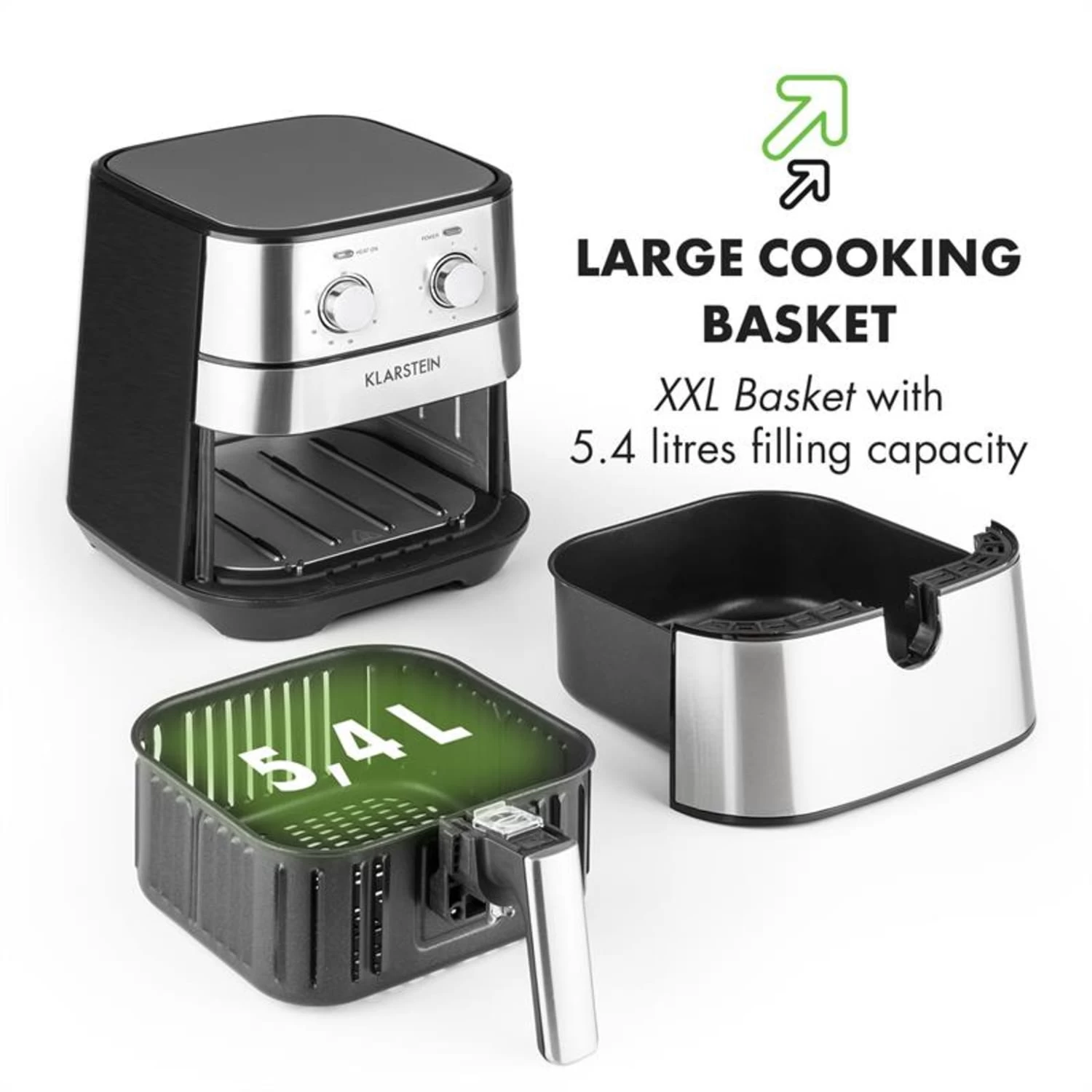 AeroVital Heißluftfritteuse 1700W 5,4 Liter Timer Edelstahl Silber 9 AeroVital Heißluftfritteuse 1700W 5,4 Liter Timer Edelstahl Silber – Bild 9