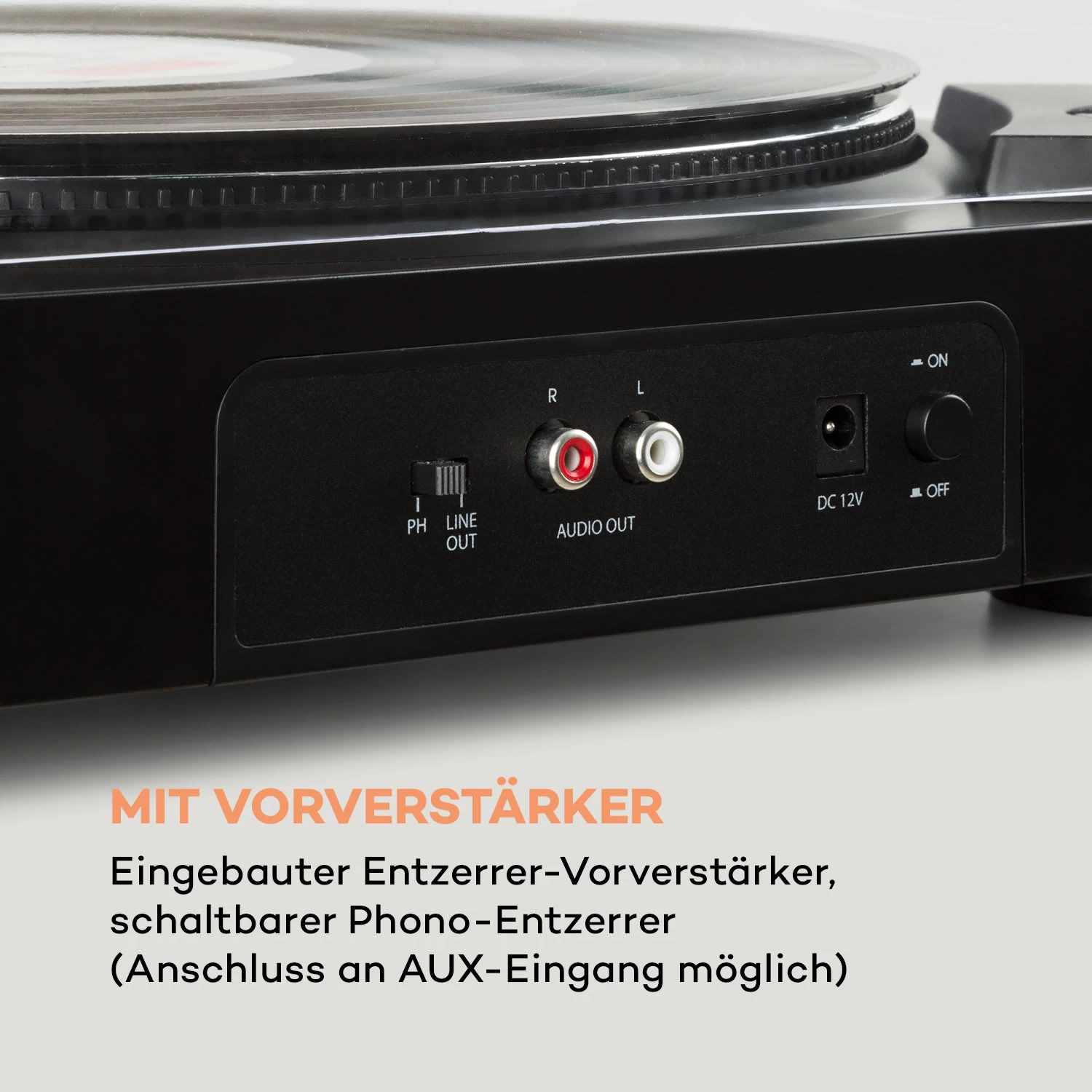 Fullmatic Vollautomatischer Plattenspieler USB Vorverstärker Schwarz 7 Fullmatic Vollautomatischer Plattenspieler USB Vorverstärker Schwarz – Bild 7