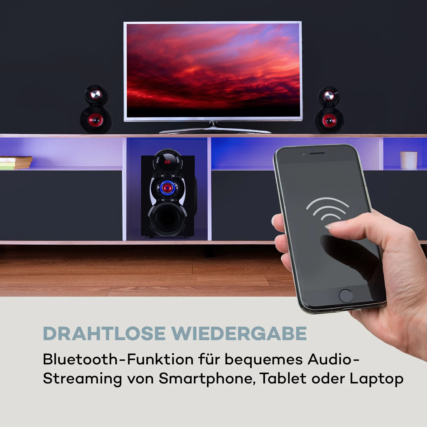 X-Gaming 5.1 Surround-Audiosystem 380Wmax. OneSide Subwoofer BT USB SD 4 X-Gaming 5.1 Surround-Audiosystem 380Wmax. OneSide Subwoofer BT USB SD – Bild 4