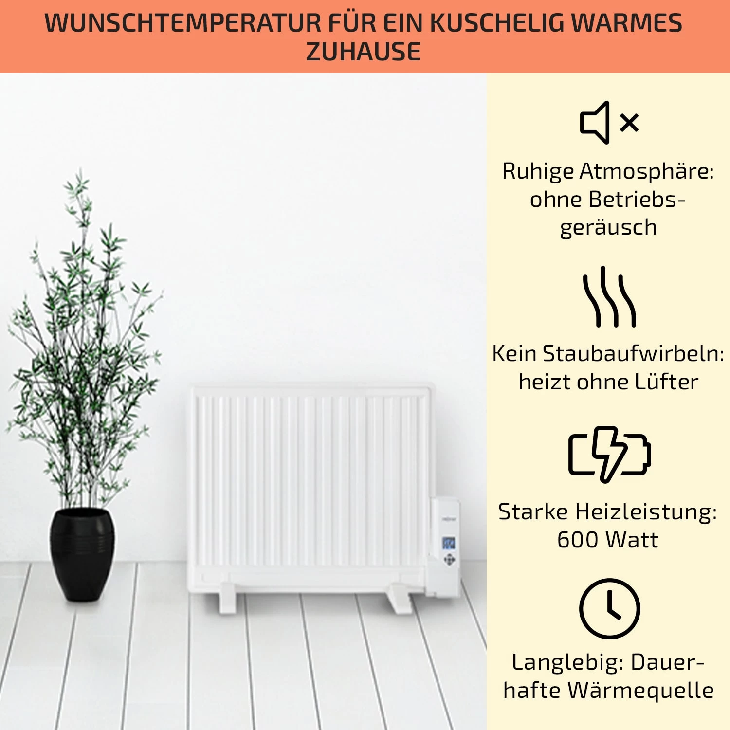 Wallander Ölradiator 600W LED-Display Wochentimer Weiß 2 Wallander Ölradiator 600W LED-Display Wochentimer Weiß – Bild 2