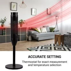 Heat Spike Turmheizgerät 1200/2200W 8h-Timer Thermostat Schwarz -Küchengeräte Verkäufe 10033141 yy 0007 logo oneConcept Heat Spike Turmheizgeraet schwarz