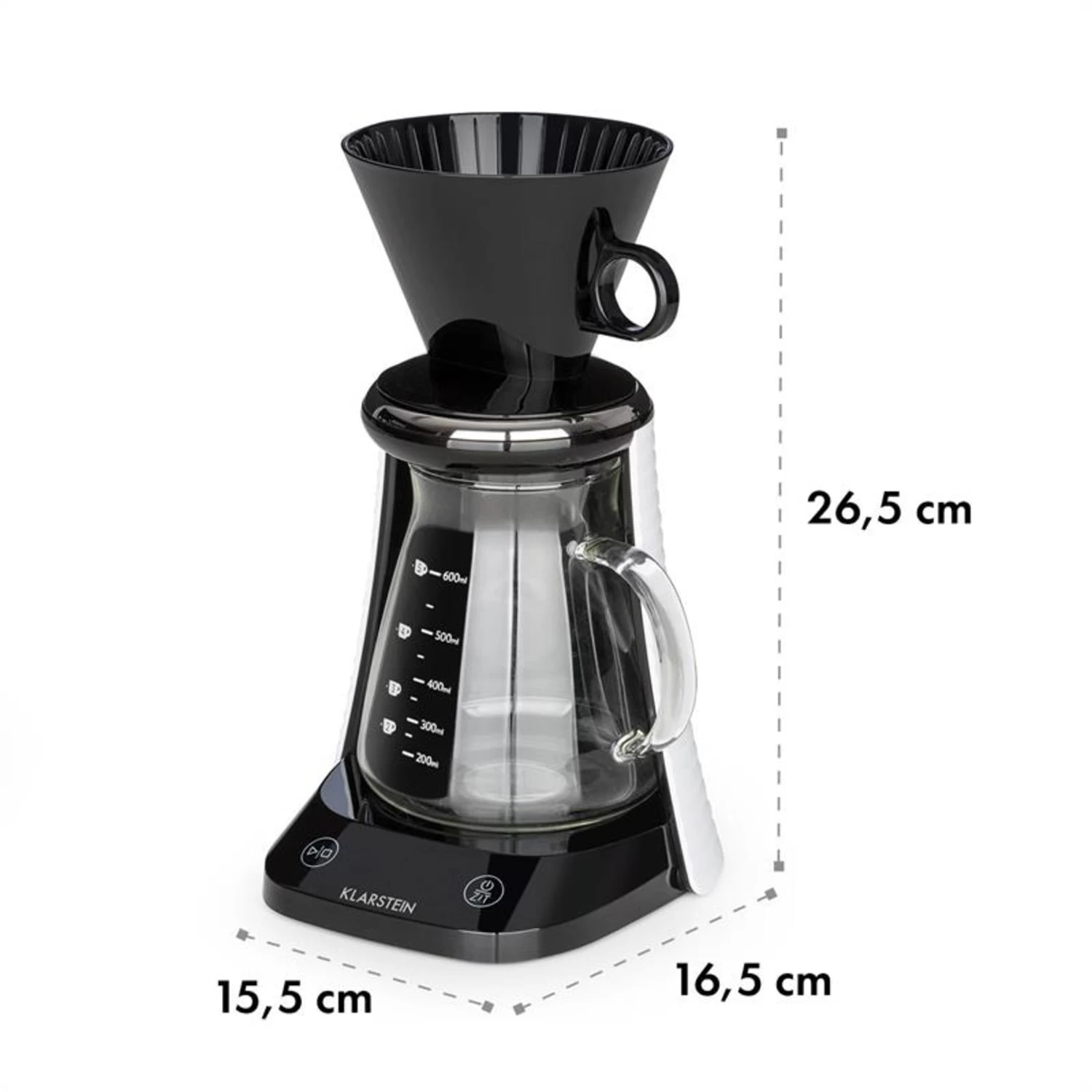 Craft Coffee Waage Timer Glaskanne Filteraufsatz 600ml Schwarz/weiß – Bild 7