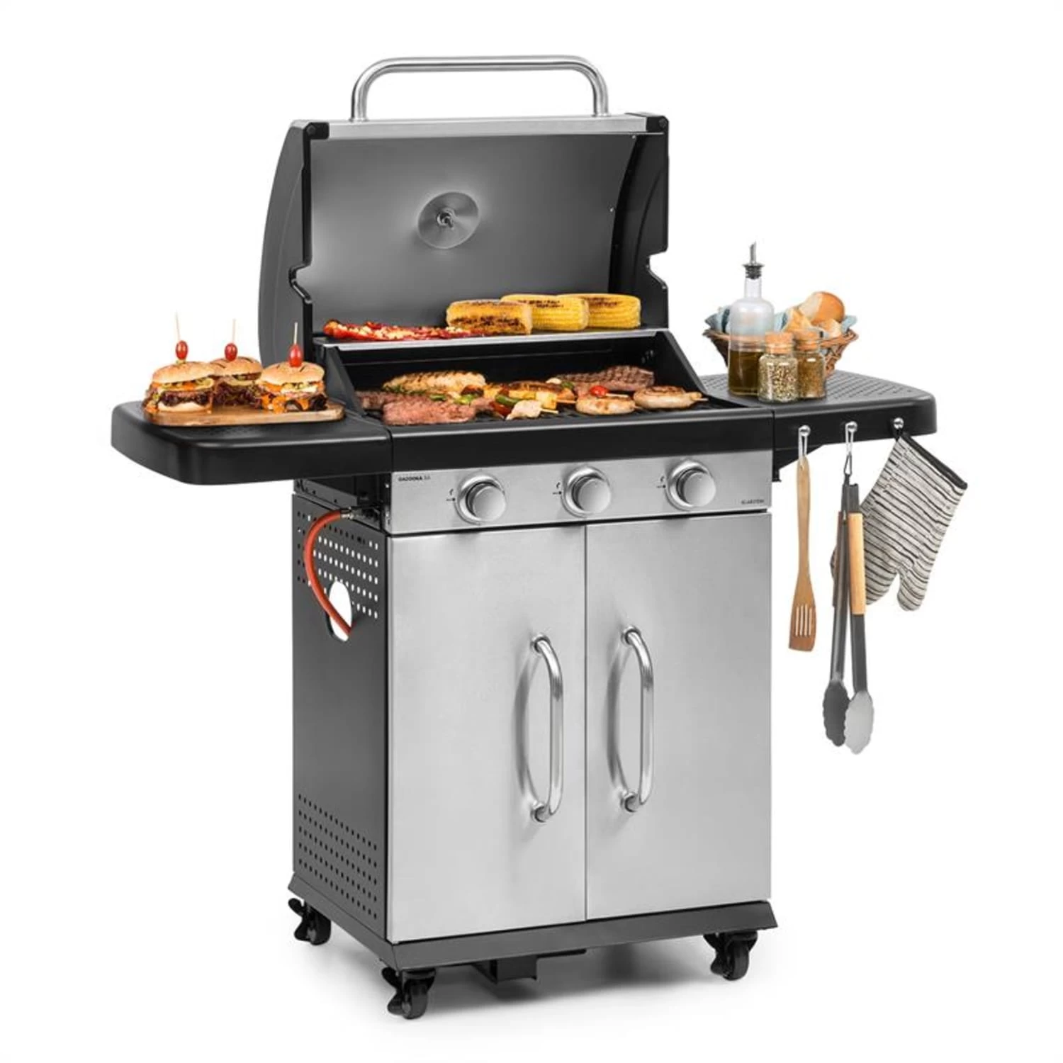 Gazooka 3.0T BBQ Grill 3x3kW Brenner 4 Rollen Edelstahl 1 Gazooka 3.0T BBQ Grill 3x3kW Brenner 4 Rollen Edelstahl