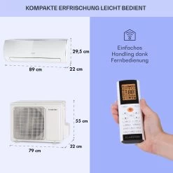 Windwaker Eco Split-Klimaanlage 9.000 BTU/2,7 KW Luftdurchsatz 610 M³/h Max. A++ -Küchengeräte Verkäufe 10033600 de 0006 usp