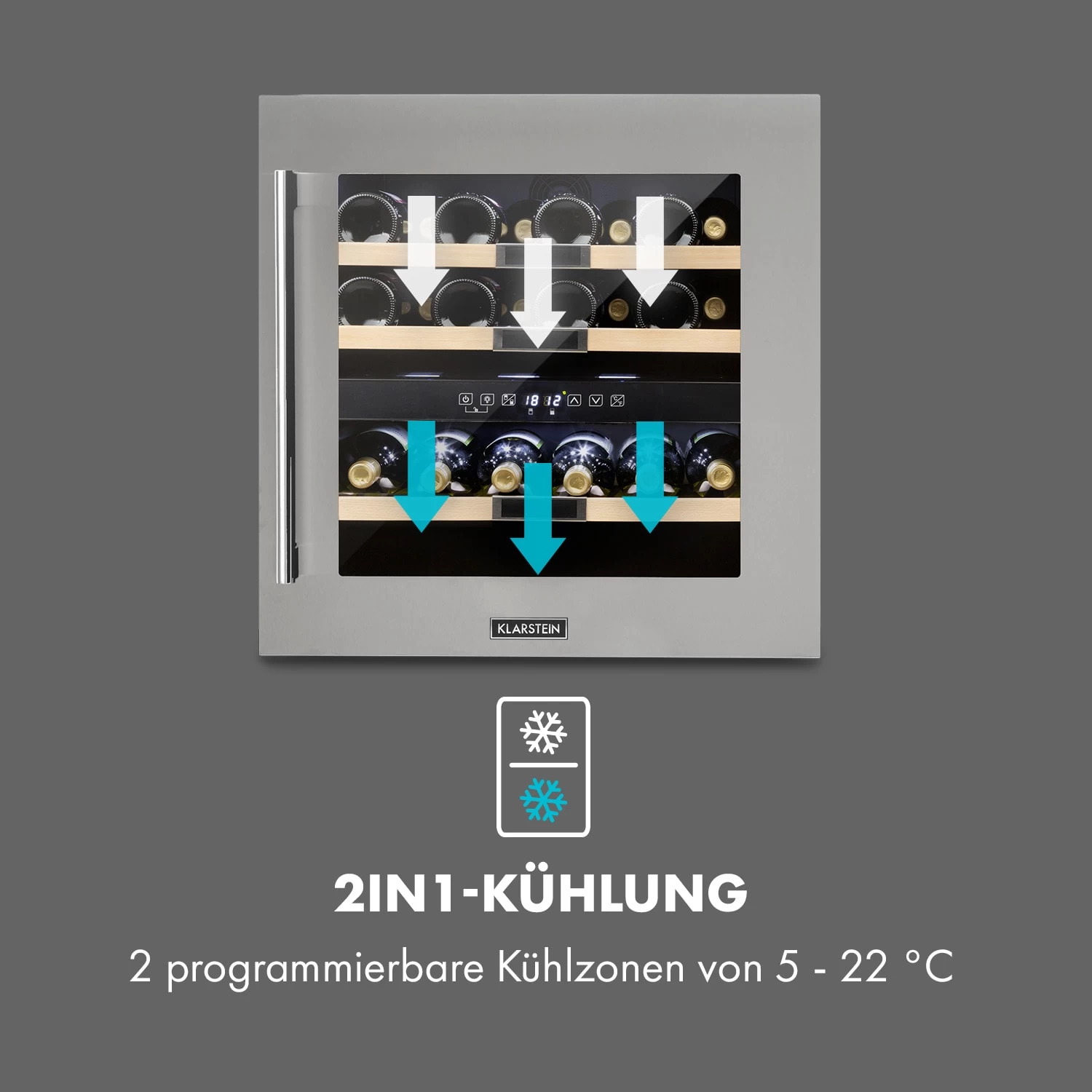 Vinsider 36 Weinkühlschrank 2 Kühlzonen 5-22°C 85l Edelstahl 3 Vinsider 36 Weinkühlschrank 2 Kühlzonen 5-22°C 85l Edelstahl – Bild 3