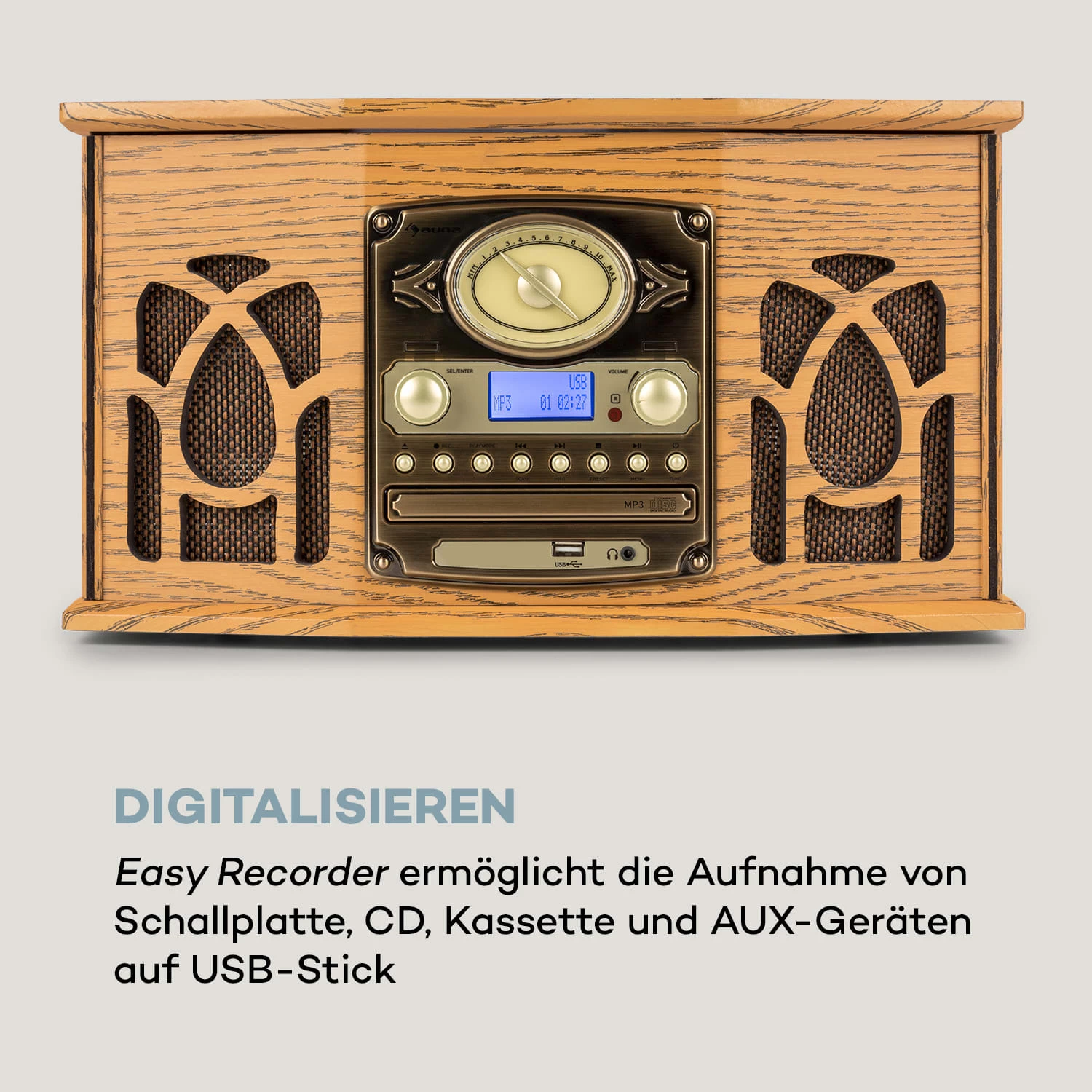 NR-620 DAB Stereoanlage Holz Plattenspieler DAB+ CD-Player Braun 5 NR-620 DAB Stereoanlage Holz Plattenspieler DAB+ CD-Player Braun – Bild 5
