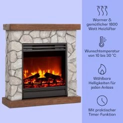 Lienz Elektrischer Kamin 1800W Steindekor Polystone Fernbedienung -Küchengeräte Verkäufe 10034124 de 0003 usp