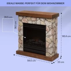 Lienz Elektrischer Kamin 1800W Steindekor Polystone Fernbedienung -Küchengeräte Verkäufe 10034124 de 0005 usp