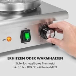 Wurstfabrik 600 Hot Dog Maker 600W 3 Spieße 5L 30-100°C Glas Edelstahl -Küchengeräte Verkäufe 10034454 de 0003 logo