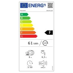 Azuria Geschirrspülmaschine 1380W 6,5L 6 Gedecke Schwarze Glasfront -Küchengeräte Verkäufe 10034510 energy label