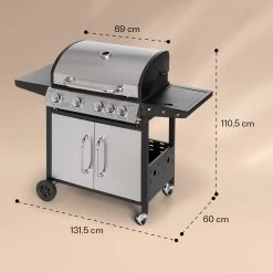 Valkyrie Gasgrill 4x3,5 KW + 3,15 KW Brenner 74x44 Cm Grill Edelstahl -Küchengeräte Verkäufe 10034715 yy 0008 dimensions