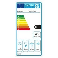 Capannina Unterbau-Abzugshaube 60cm 166m³/h LED Edelstahl Schwarz -Küchengeräte Verkäufe 10034861 energy label