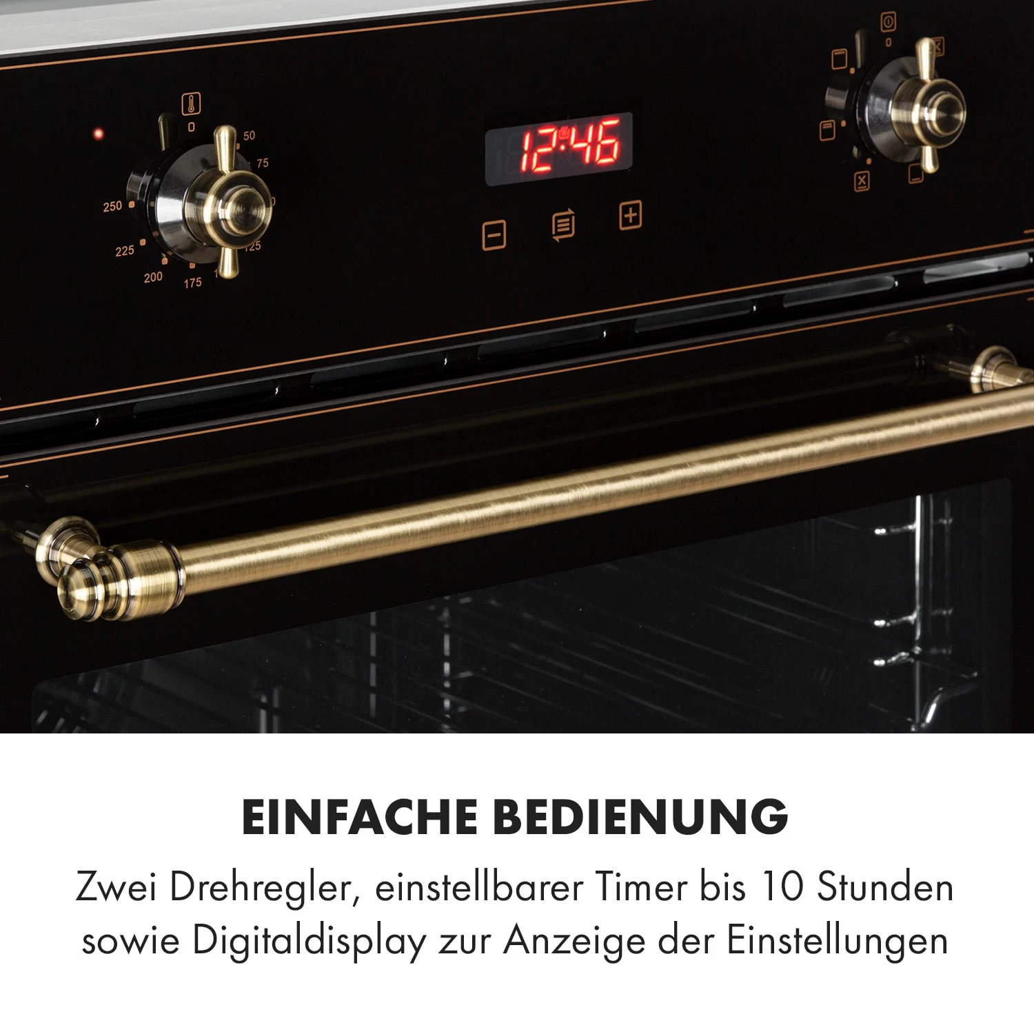 Elizabeth Einbaubackofen Retro 2200 Watt 70l Messingoptik Display 5 Elizabeth Einbaubackofen Retro 2200 Watt 70l Messingoptik Display – Bild 5