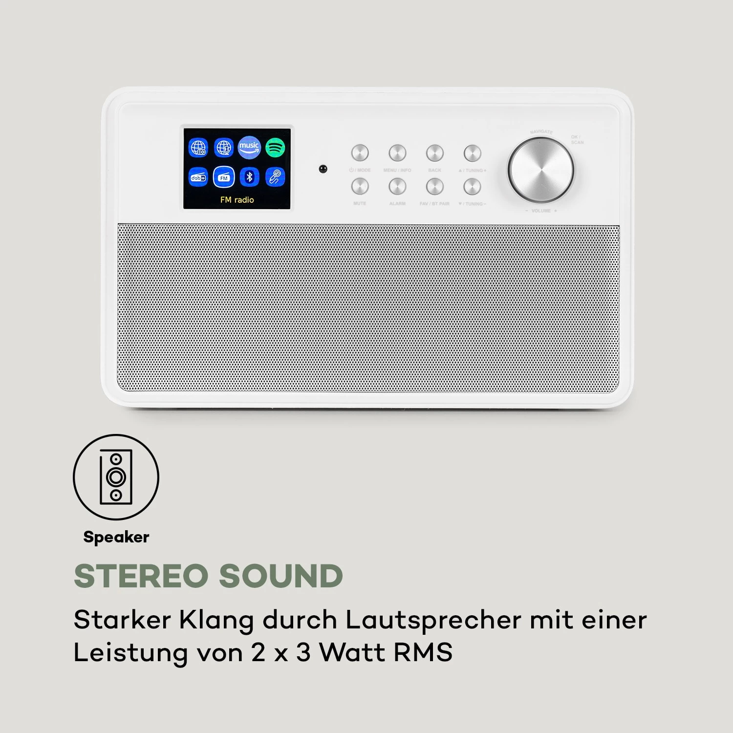 Connect Link Smart Radio IR/DAB+/UKW Spotify BT 2,4" HCC Display Weiß 3 Connect Link Smart Radio IR/DAB+/UKW Spotify BT 2,4" HCC Display Weiß – Bild 3