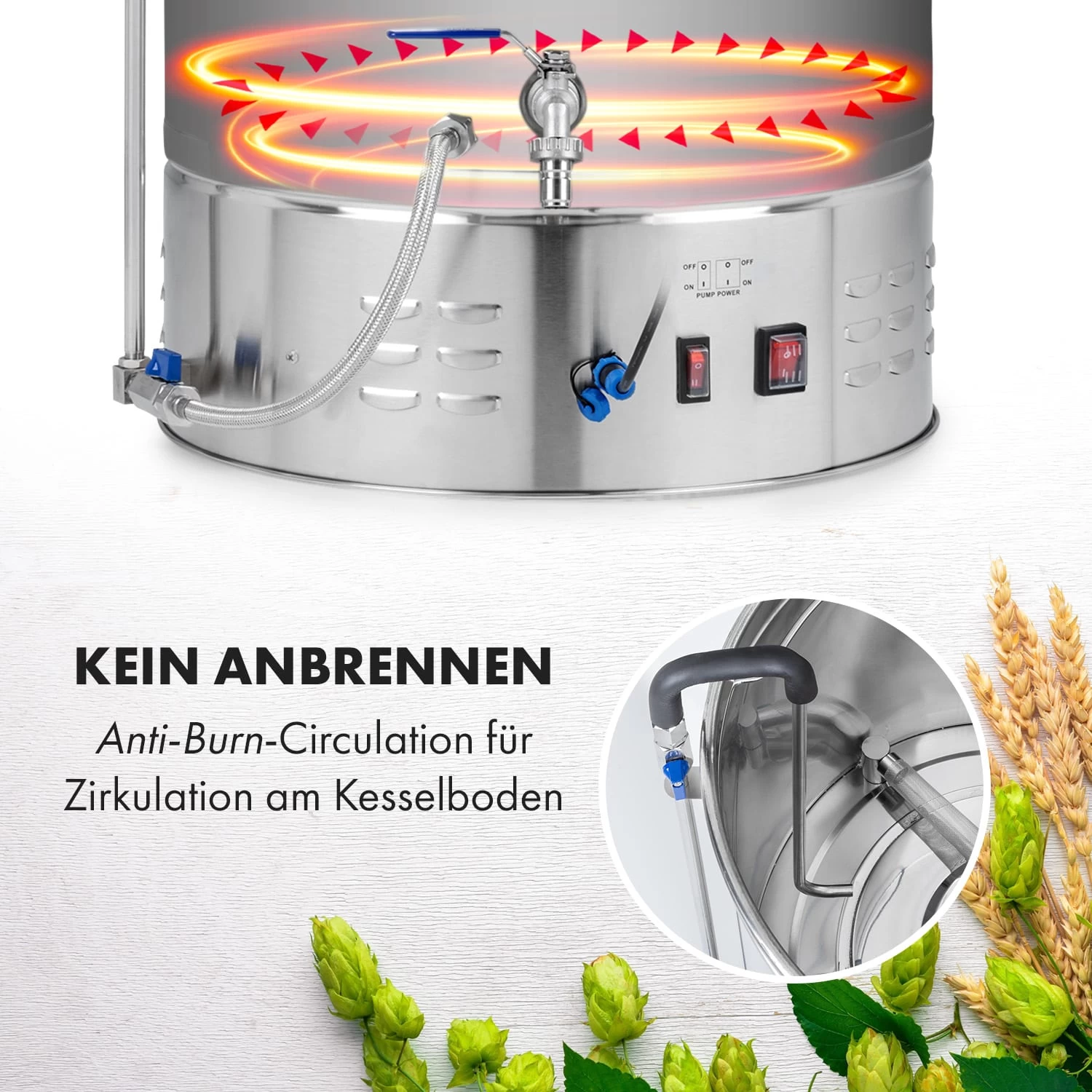Brauheld Pro Maischekessel 3300W 70L 30-100°C Umwälzpumpe Edelstahl 6 Brauheld Pro Maischekessel 3300W 70L 30-100°C Umwälzpumpe Edelstahl – Bild 6