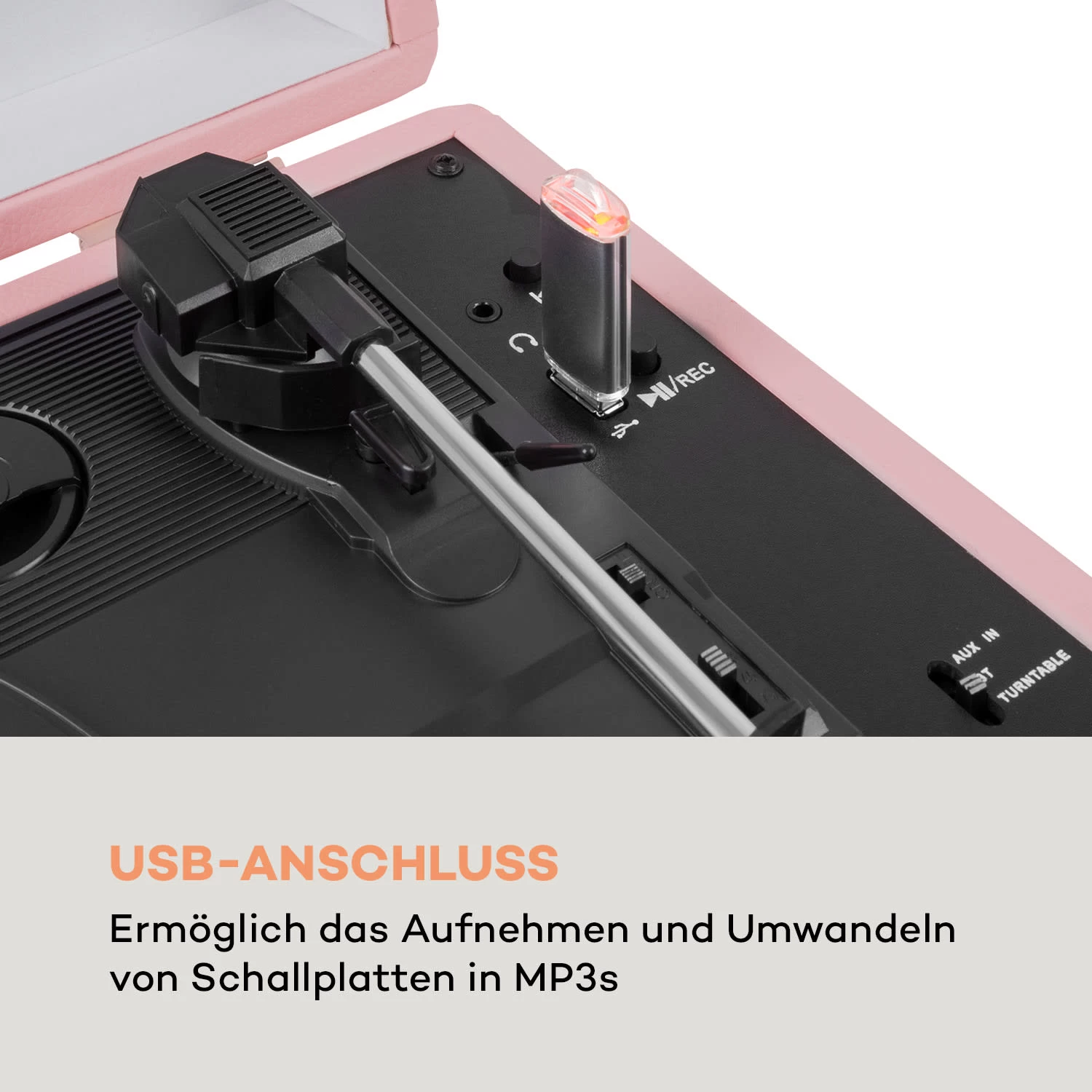 Peggy Sue BT Plattenspieler Stereolautsprecher USB BT Tragbar 4 Peggy Sue BT Plattenspieler Stereolautsprecher USB BT Tragbar – Bild 4