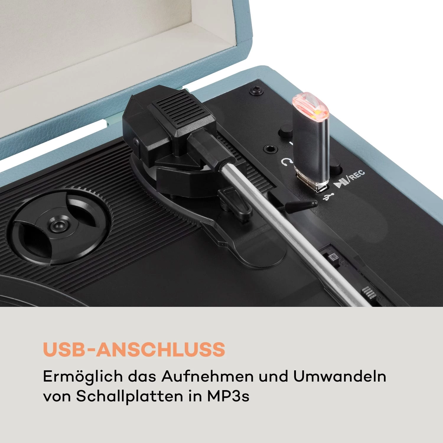 Peggy Sue BT Plattenspieler Stereolautsprecher USB BT Tragbar 4 Peggy Sue BT Plattenspieler Stereolautsprecher USB BT Tragbar – Bild 4