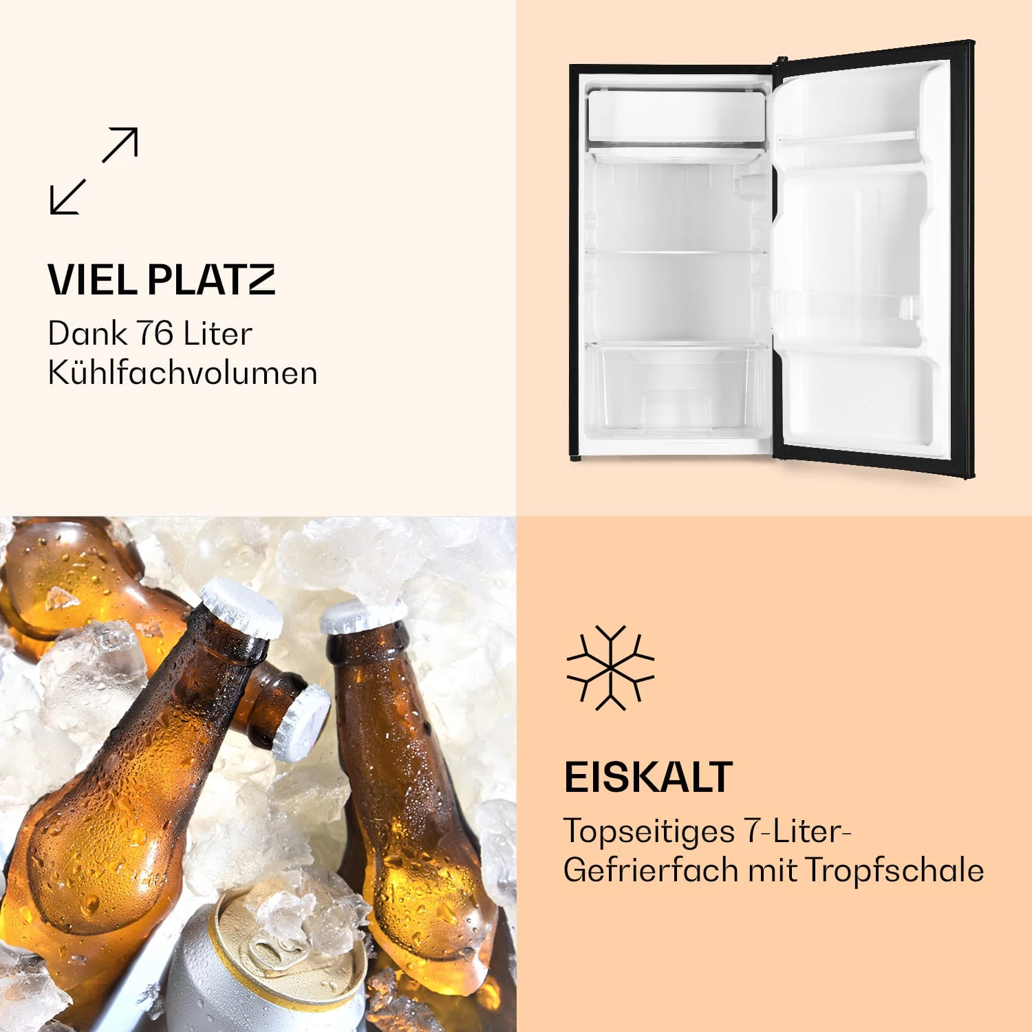 Spitzbergen 83 Kühlschrank 76 Liter Plus 7-Liter-Gefrierfach 2 Böden 2 Spitzbergen 83 Kühlschrank 76 Liter Plus 7-Liter-Gefrierfach 2 Böden – Bild 2