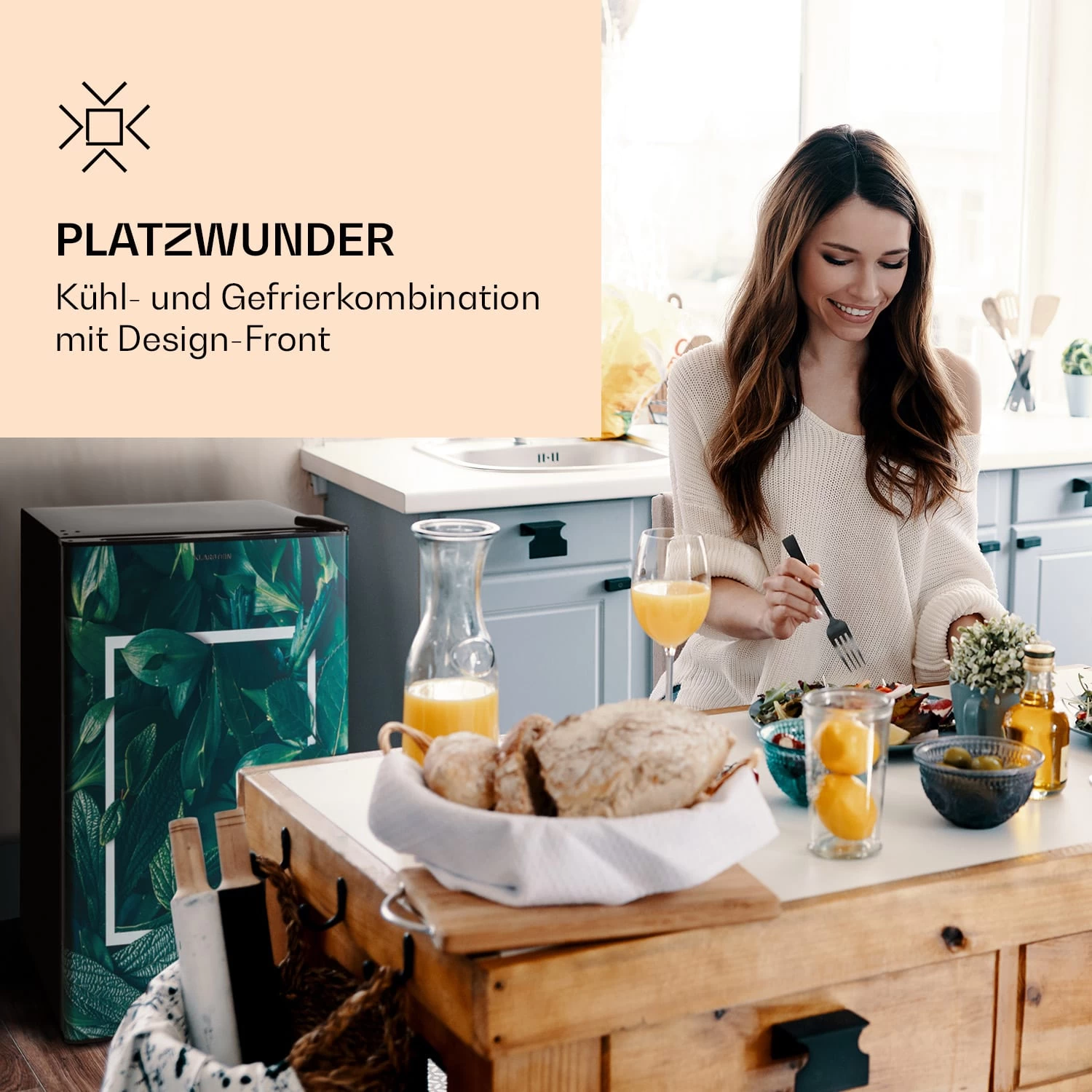 CoolArt 79L Kühl-Gefrier-Kombination EEK F Gefrierfach 9l Designtür 2 CoolArt 79L Kühl-Gefrier-Kombination EEK F Gefrierfach 9l Designtür – Bild 2