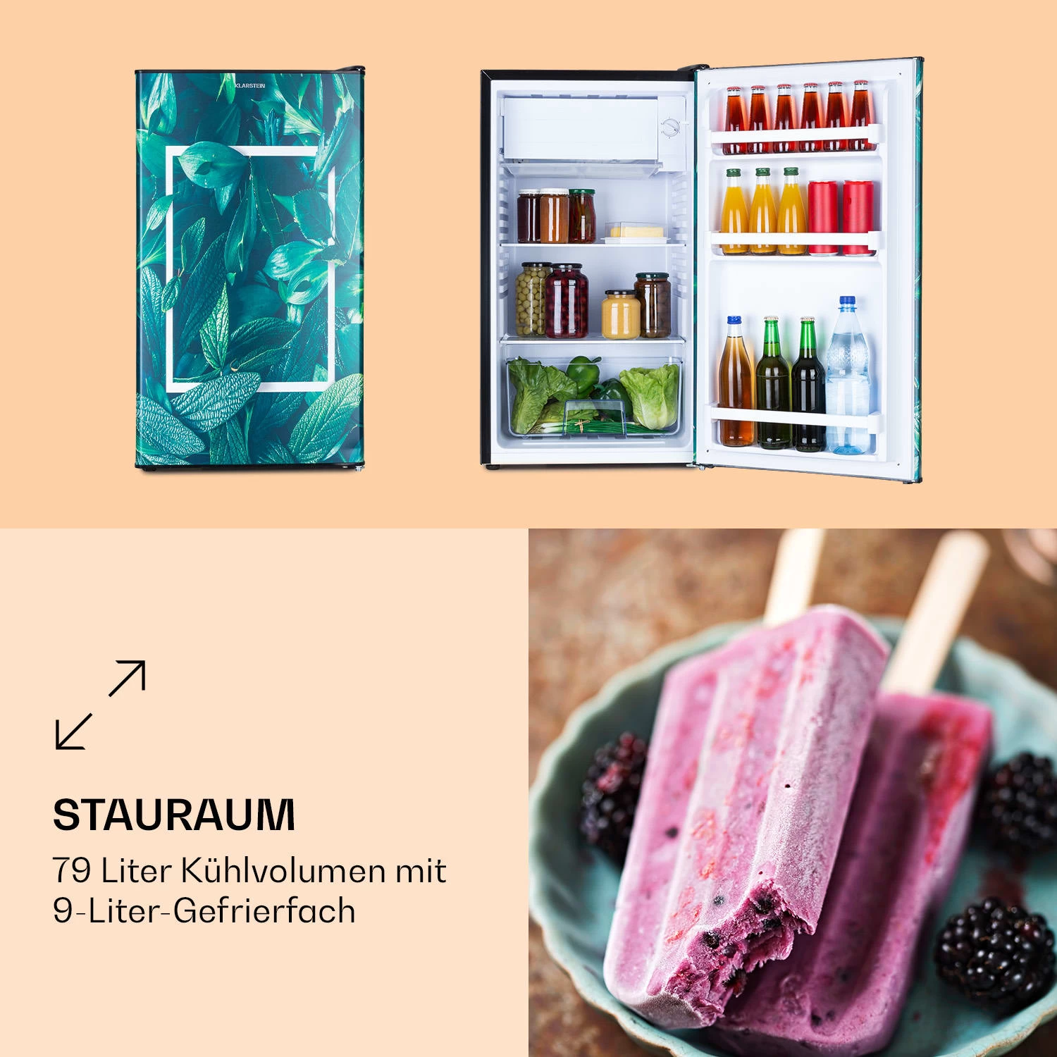 CoolArt 79L Kühl-Gefrier-Kombination EEK F Gefrierfach 9l Designtür 3 CoolArt 79L Kühl-Gefrier-Kombination EEK F Gefrierfach 9l Designtür – Bild 3