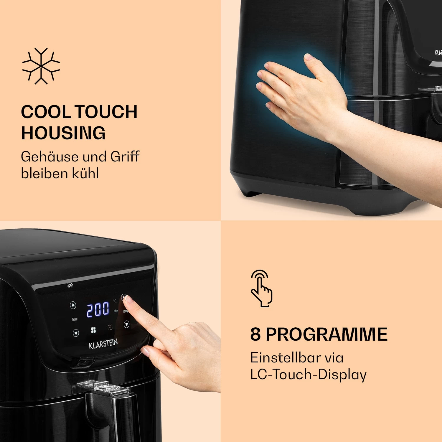 AeroVital Deluxe Heißluftfritteuse 1700W 5,4 Liter Edelstahl 4 AeroVital Deluxe Heißluftfritteuse 1700W 5,4 Liter Edelstahl – Bild 4