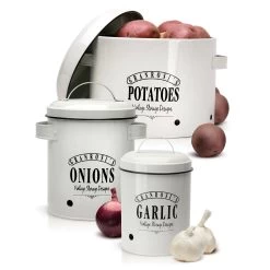 Georgia Vorratsbehälter 3er-Set Emaille-Stahlblech Vintage Rostfrei