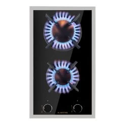 Goldflame Domino Prime Gaskochfeld 2-flammig Messing-Brenner Glaskeramik