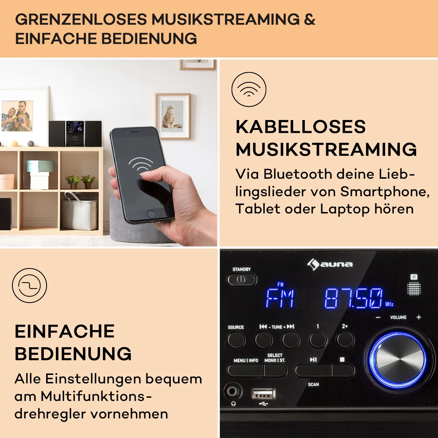 MC-40 DAB Stereoanlage UKW/DAB+ Bluetooth CD Kassette USB Fernbedienung 4 MC-40 DAB Stereoanlage UKW/DAB+ Bluetooth CD Kassette USB Fernbedienung – Bild 4