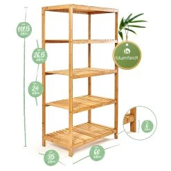 Regal Mehrzweckregal 5 Etagen 60x117,5x35cm (BxHxT) Bambus -Küchengeräte Verkäufe 10038074 yy 0007 logo