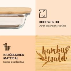 Aufschnittbox Mit Deckel 1,6 Liter 2er Set Glas Bambus Hitzebeständig -Küchengeräte Verkäufe 10038231 de 0003 logo